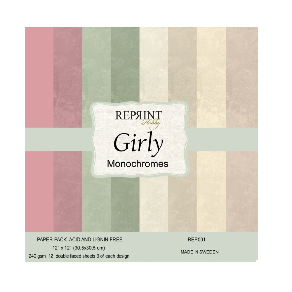 Reprint Scrapbook papier Girly Monochromes 12x12
