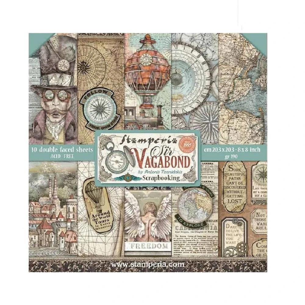Stamperia Scrapbook papier – Sir Vagabond 8x8