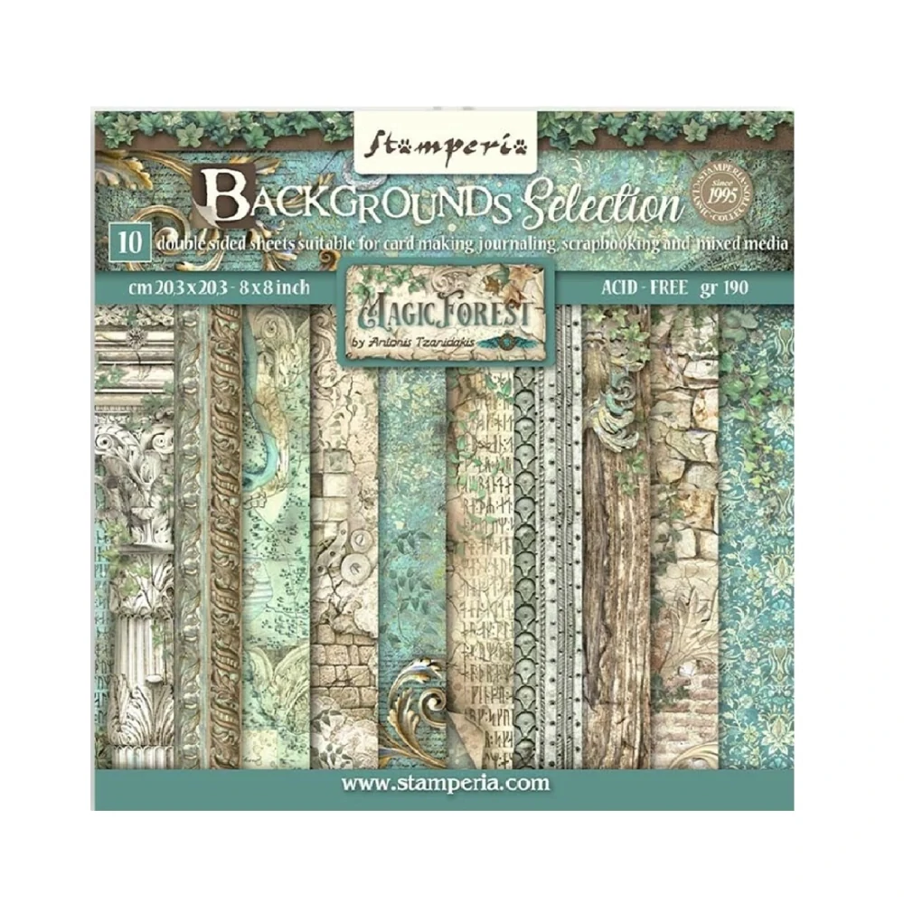 Stamperia Scrapbook papier – Magic Forest Backgrounds 8x8