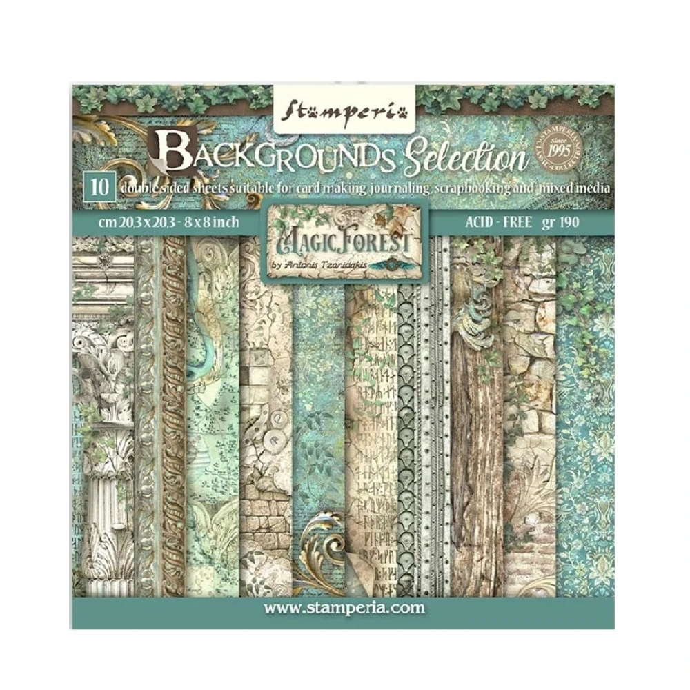 Stamperia Scrapbook papier – Magic Forest Backgrounds 8x8