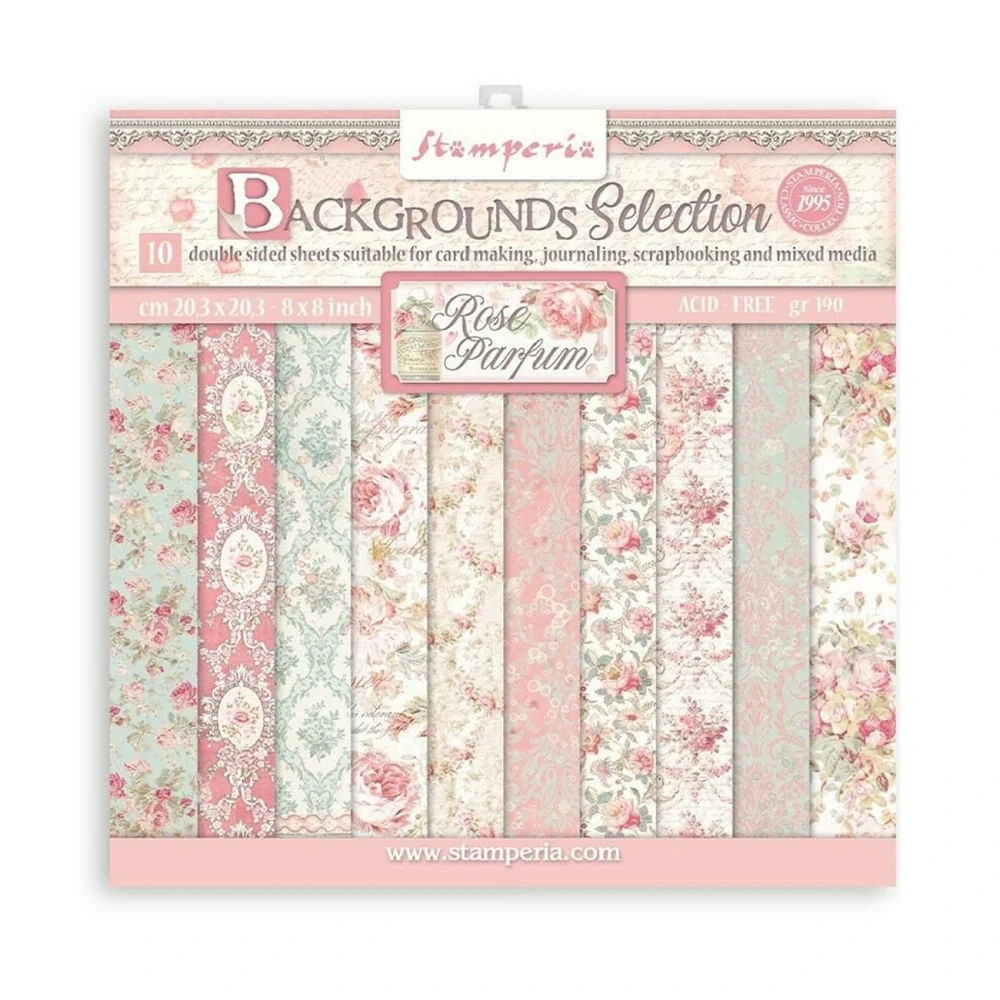 Stamperia Scrapbook papier – Rose Parfum Backgrounds 8x8