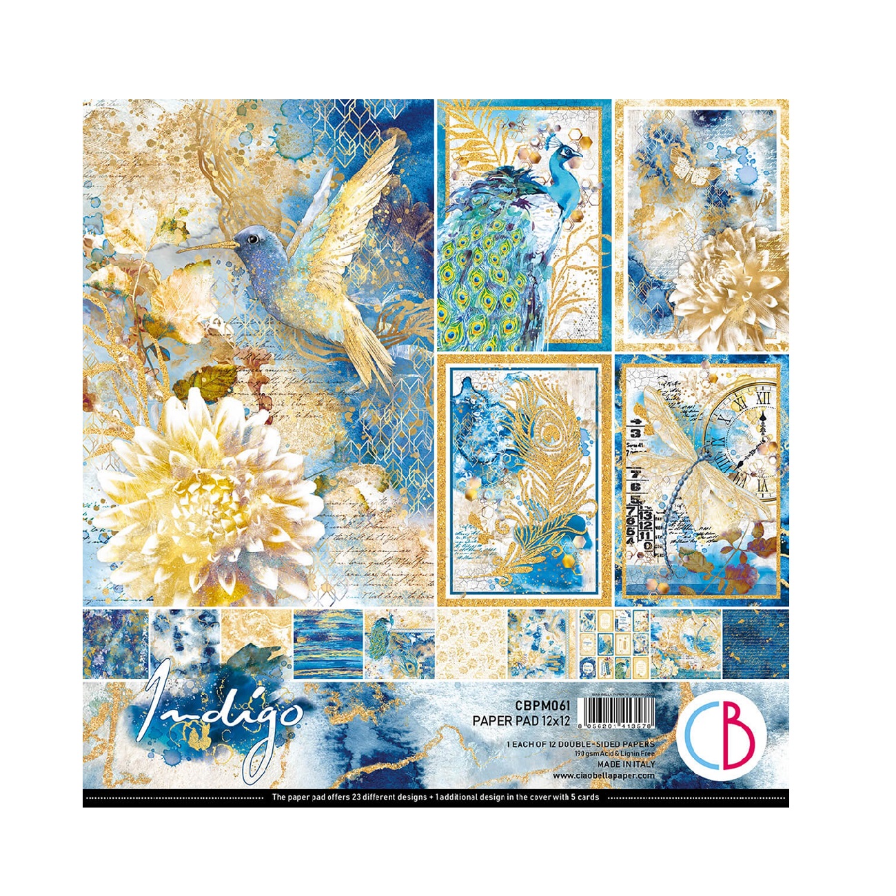 Ciao Bella Scrapbook papier Indigo 12x12