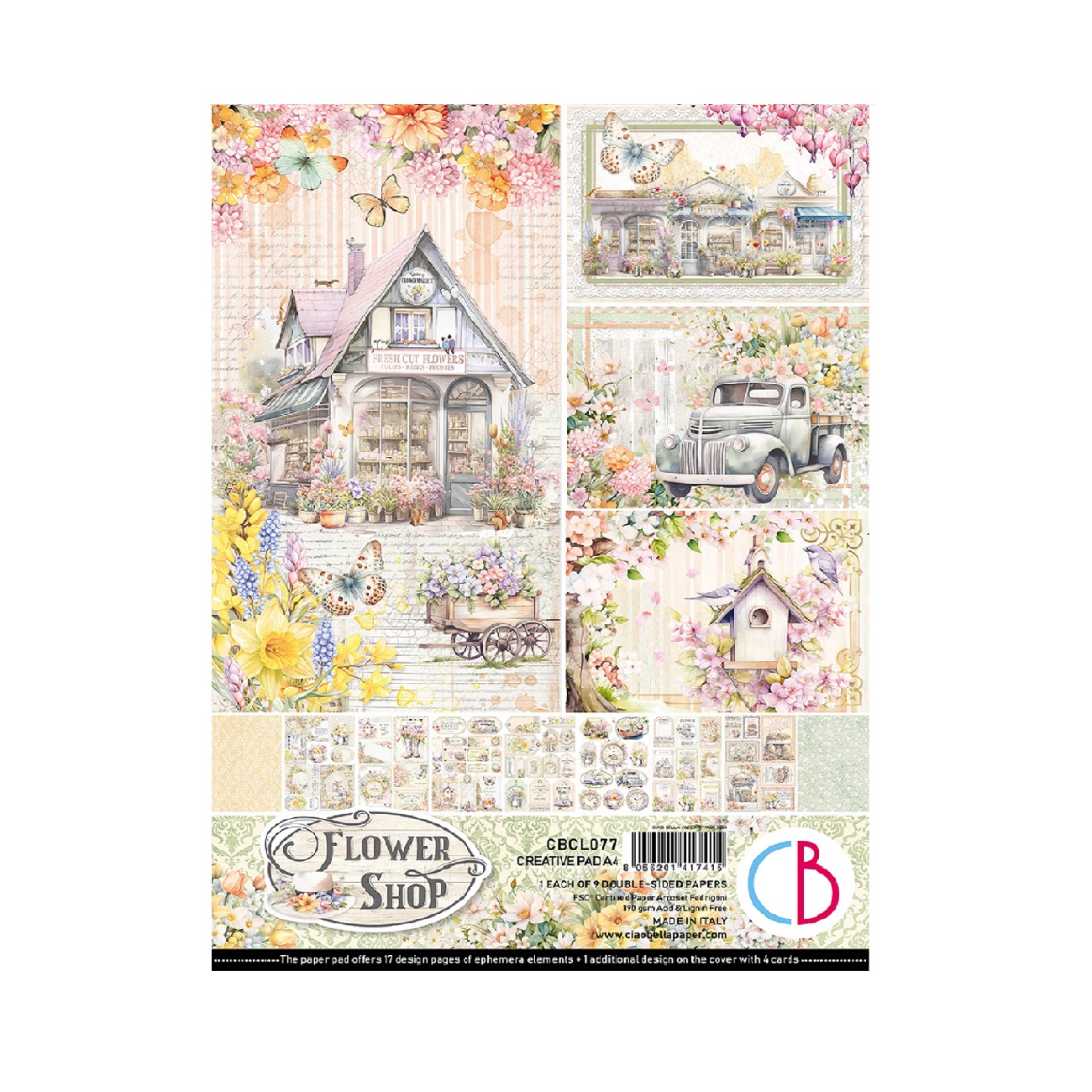 Ciao Bella Scrapbook papier Flower Shop A4