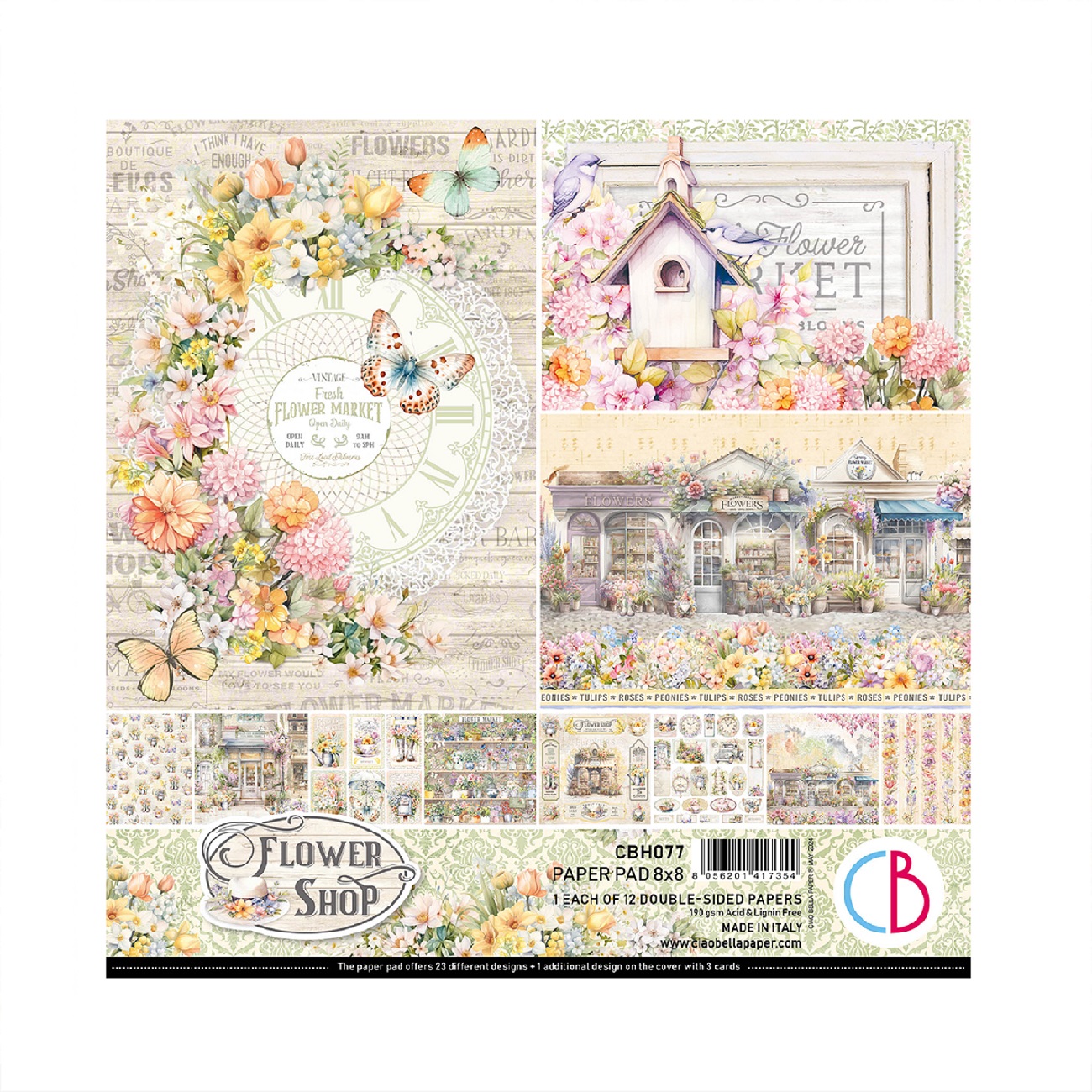 Ciao Bella Scrapbook papier Flower Shop 8x8