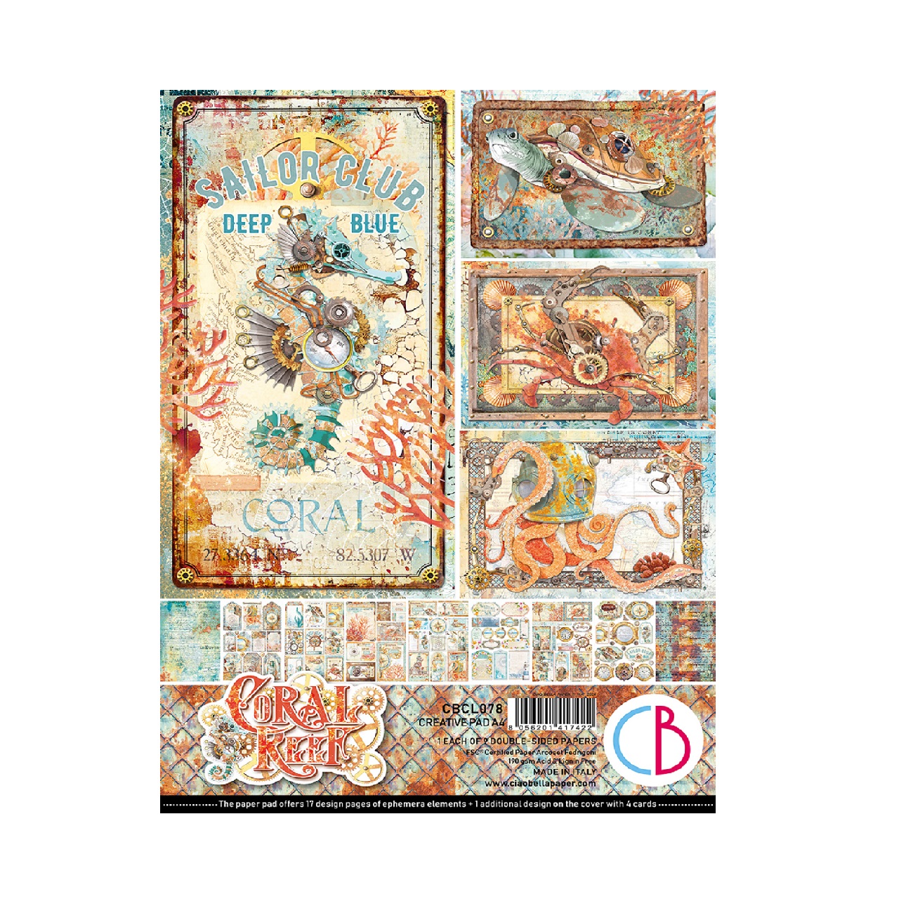 Ciao Bella Scrapbook papier Coral Reef A4