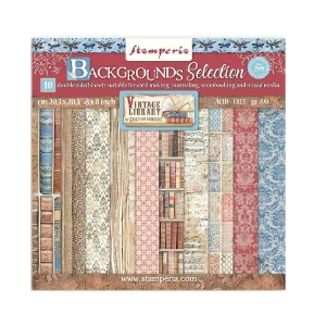 Stamperia Scrapbook papier – Vintage Library Backgrounds 8x8