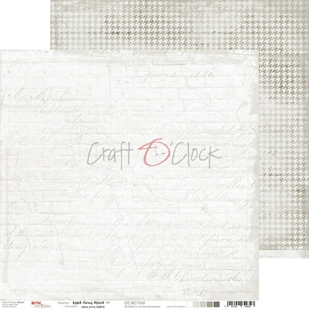 Craft O´ Clock Scrapbook papier - Light Gray Mood 12x12