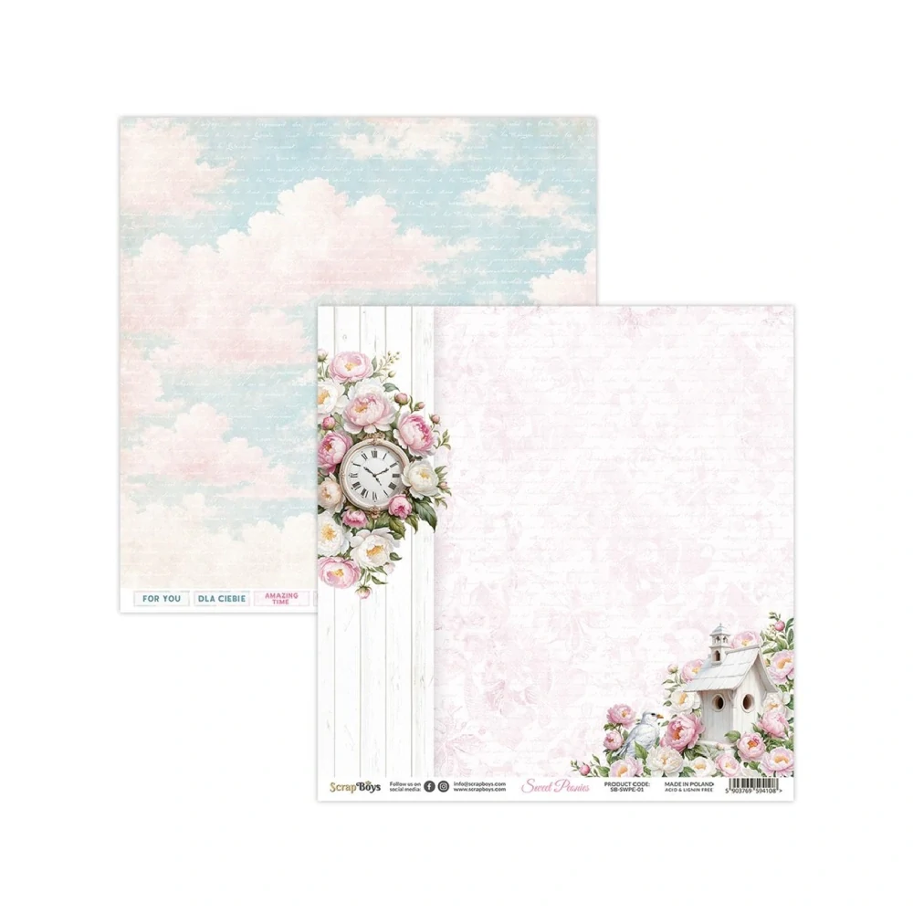 Scrapboys Scrapbook papier Sweet Peonies 12x12