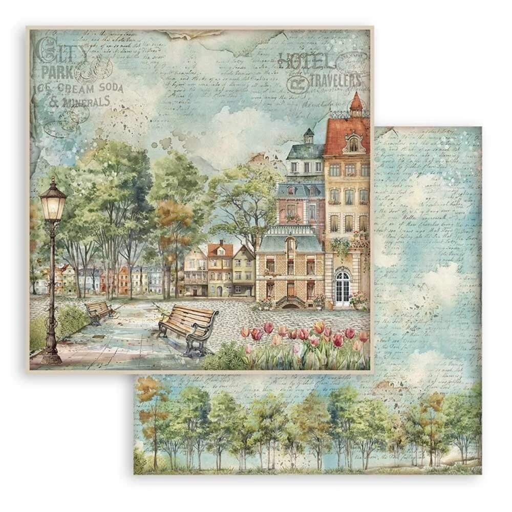 Stamperia Scrapbook papier – Art of Travelling 8x8