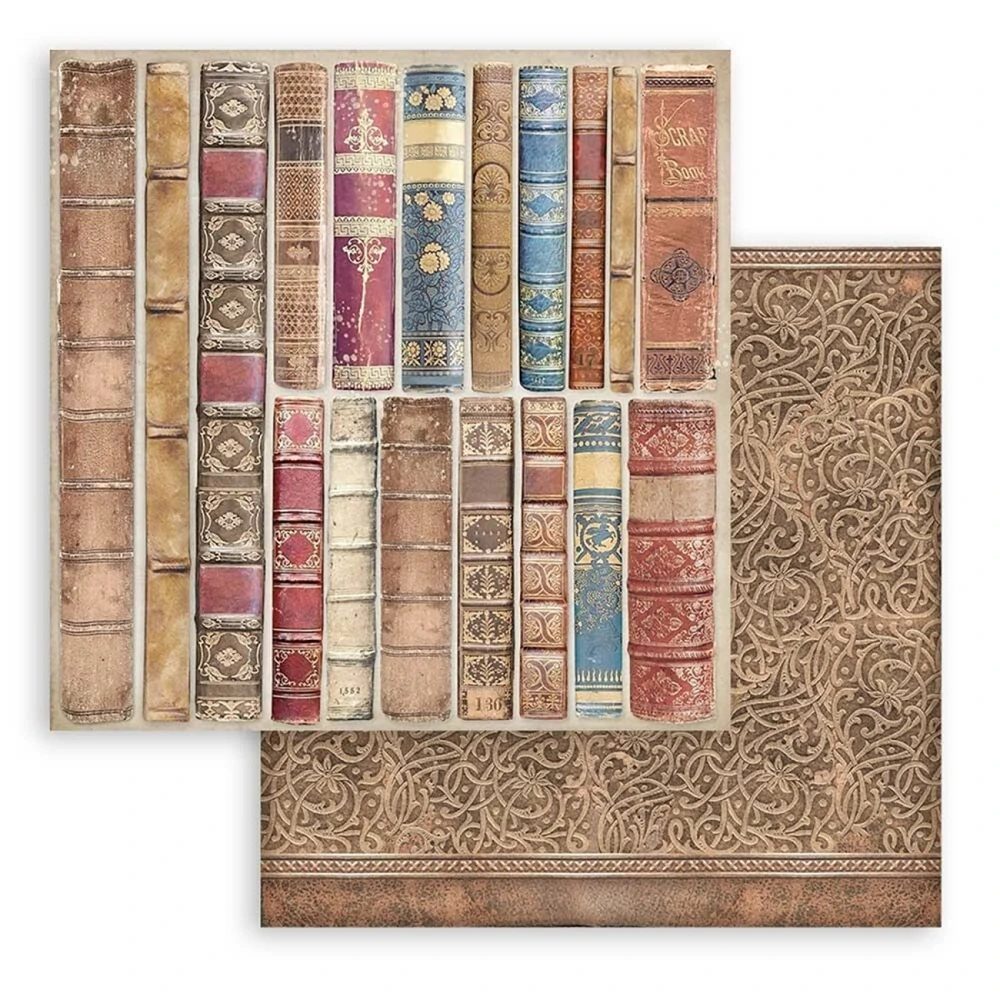 Stamperia Scrapbook papier – Vintage Library Backgrounds 8x8
