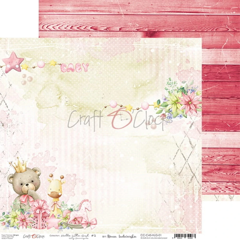 Craft O´ Clock Scrapbook papier - Hello Little Girl 12x12