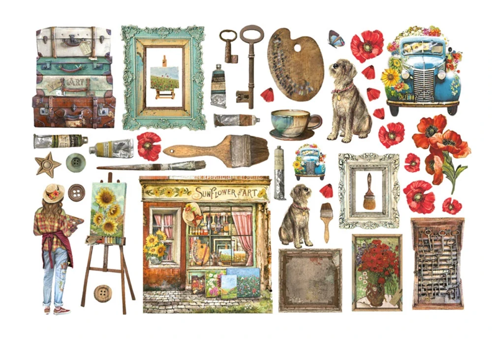 Stamperia SunFlower Art nálepky DFLCT19