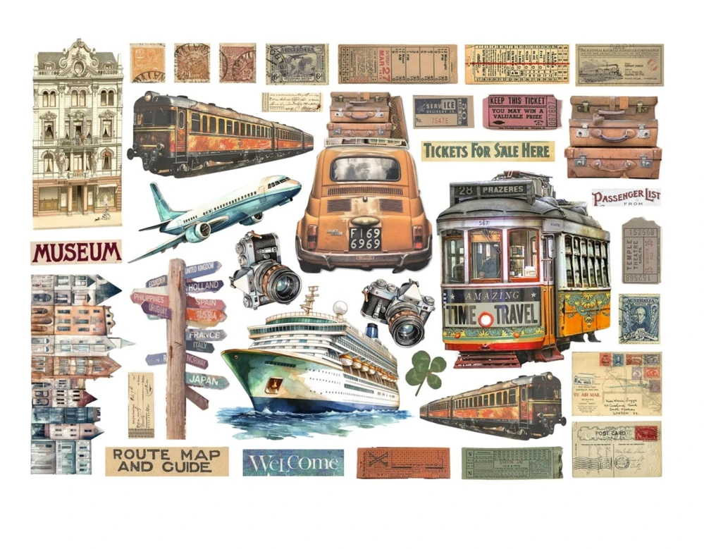 Stamperia Art of travelling nálepky DFLCT58