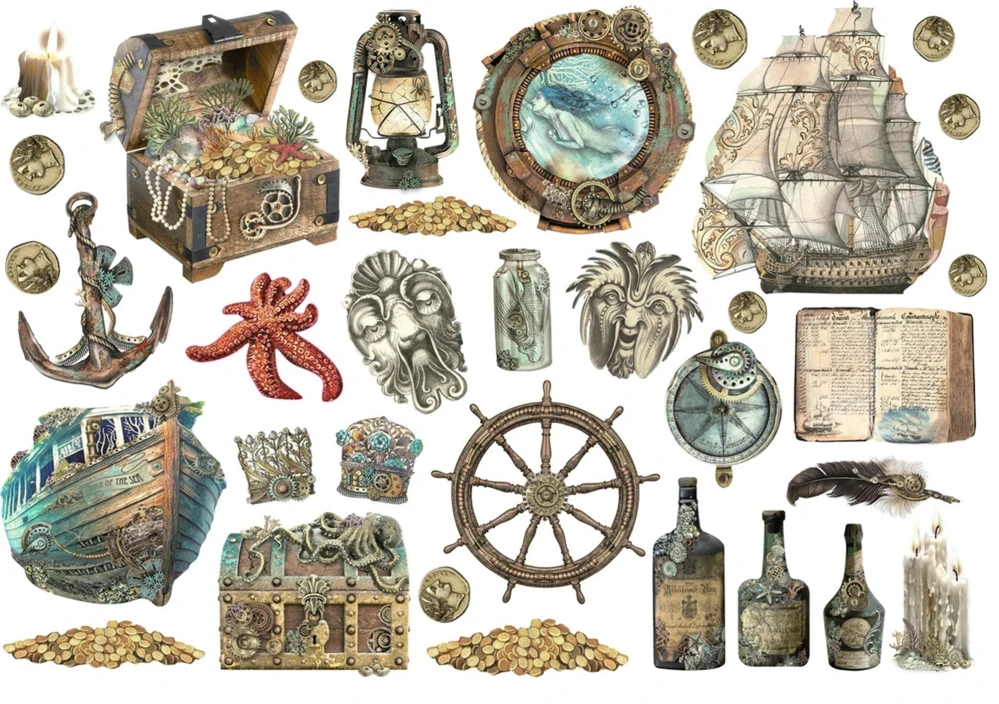 Stamperia Songs of the Sea nálepky DFLCT30