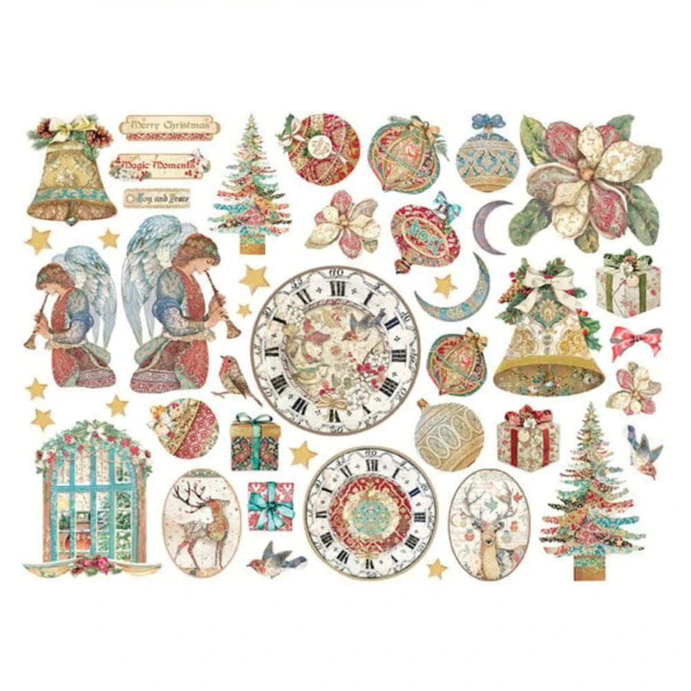 Stamperia Christmas greetings nálepky DFLCT24