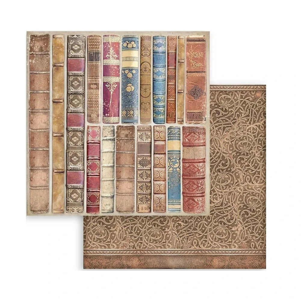 Stamperia Scrapbook papier – Vintage Library Backgrounds 8x8