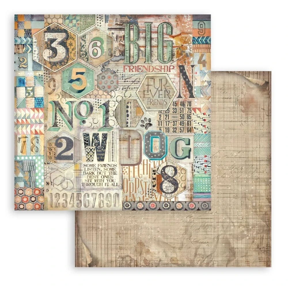 Stamperia Furry Friends Backgrounds 12x12 scrapbook papier