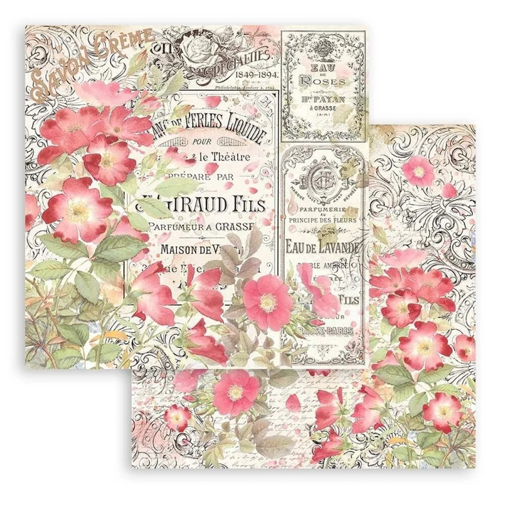 Stamperia Scrapbook papier – Rose Parfum 8x8