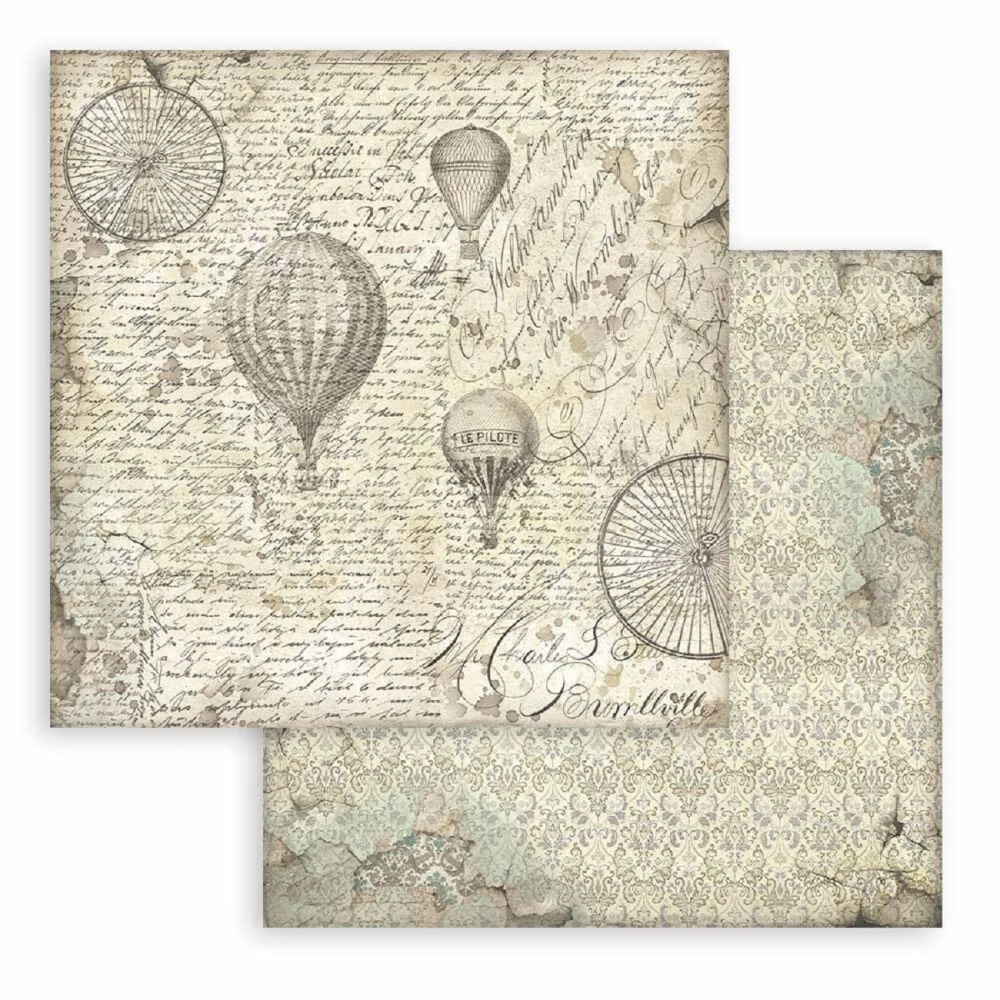 Stamperia Scrapbook papier – Voyages Fantastiques Background 8x8