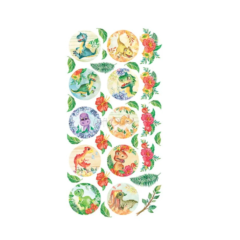 Craft O´ Clock Scrapbook papier - Dino Adventures Labels 6x12