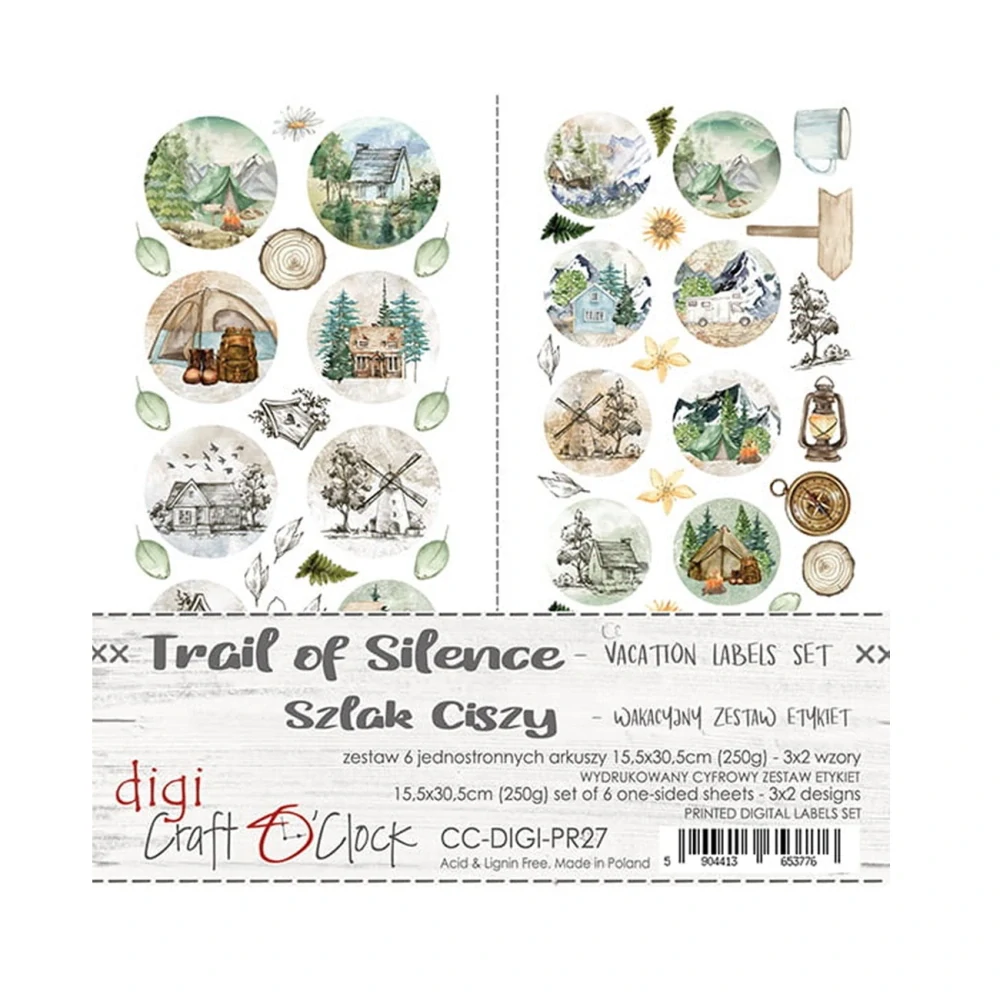 Craft O´ Clock Scrapbook papier - Trail of Silence Labels 6x12
