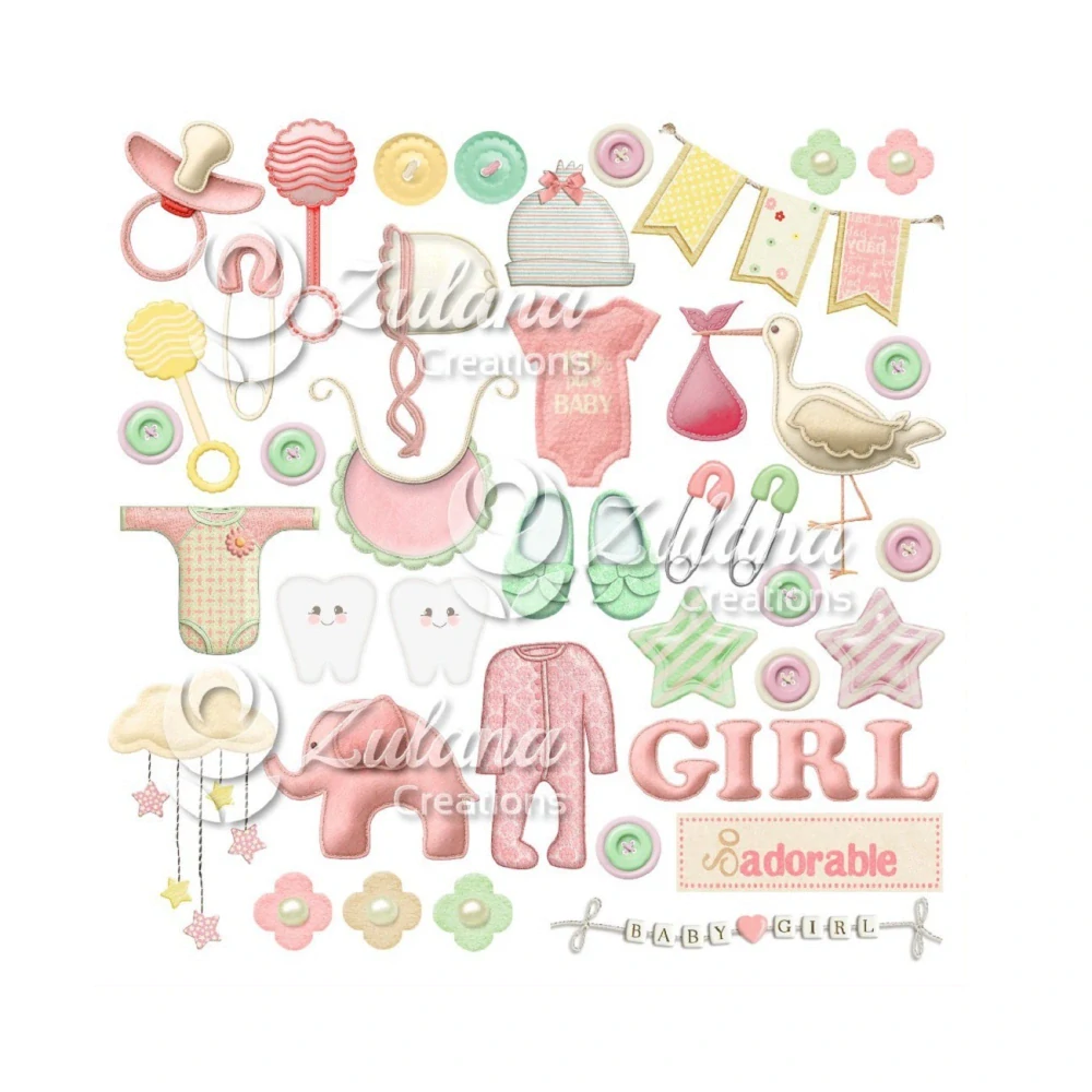 Zulana Creations Scrapbook papier Cute Baby Girl 12x12