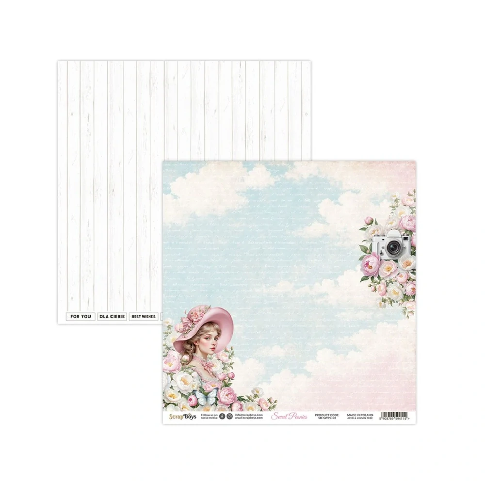 Scrapboys Scrapbook papier Sweet Peonies 12x12