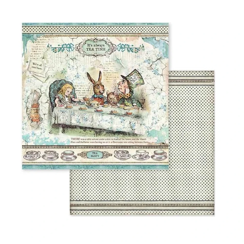Stamperia Alice in Wonderland scrapbook papier 8x8