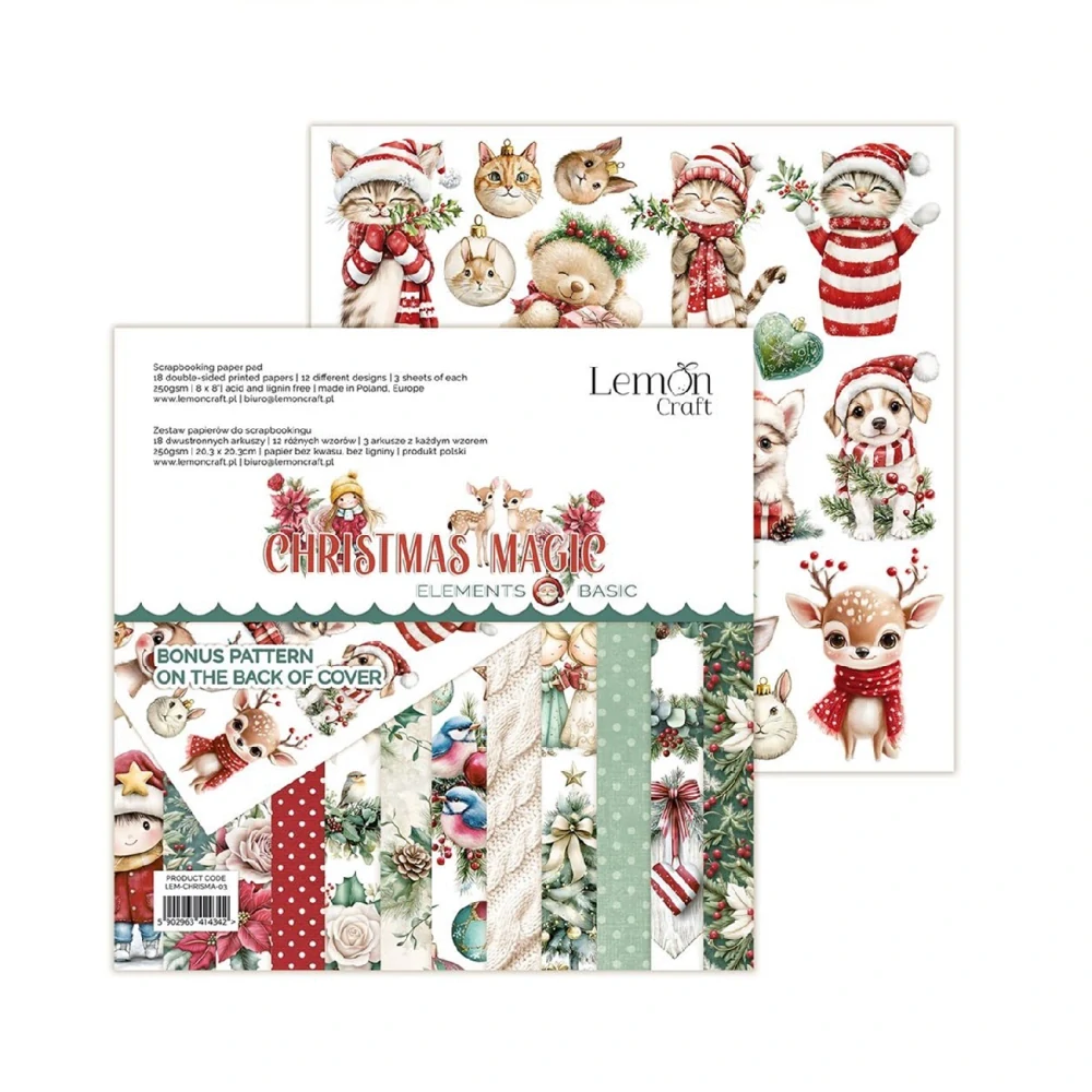 Lemoncraft Scrapbook papier doplnkový Christmas Magic 8x8