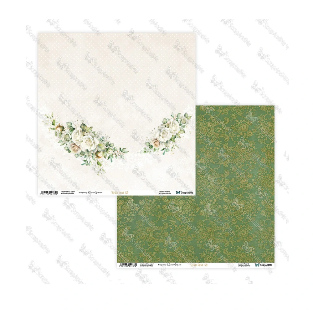 ScrapAndMe Scrapbook papier White Roses 12x12