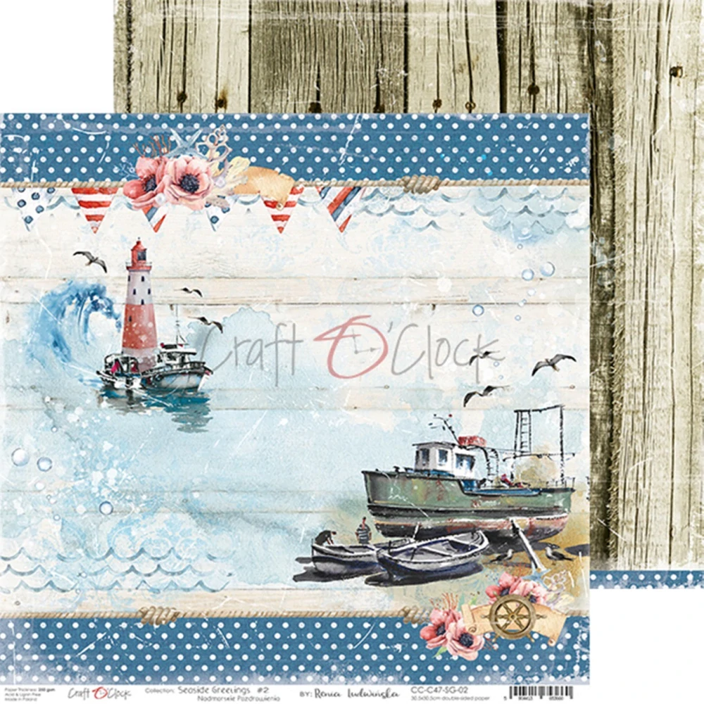 Craft O´ Clock Scrapbook papier - Seaside Greetings 8x8