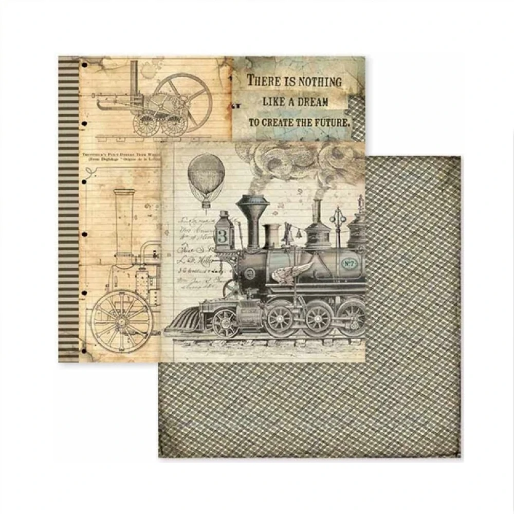 Stamperia Scrapbook papier – Voyages Fantastiques 8x8