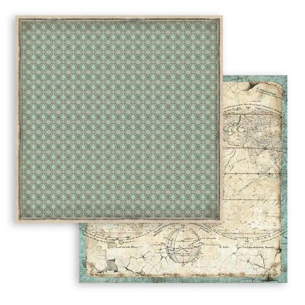 Stamperia Scrapbook papier – Voyages Fantastiques Background 8x8