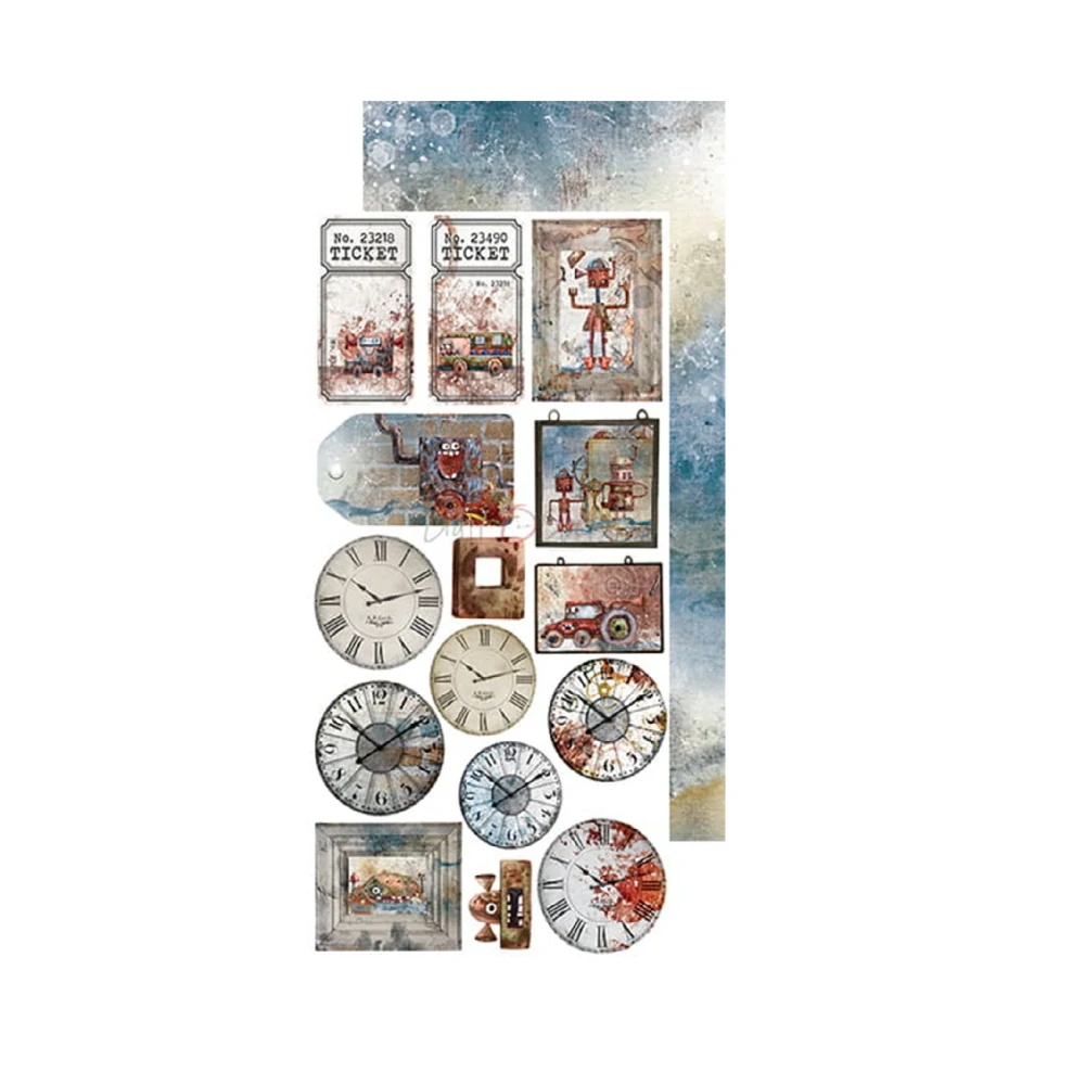 Craft O´ Clock Scrapbook papier - Robots Adventures Junk Journal 6x12