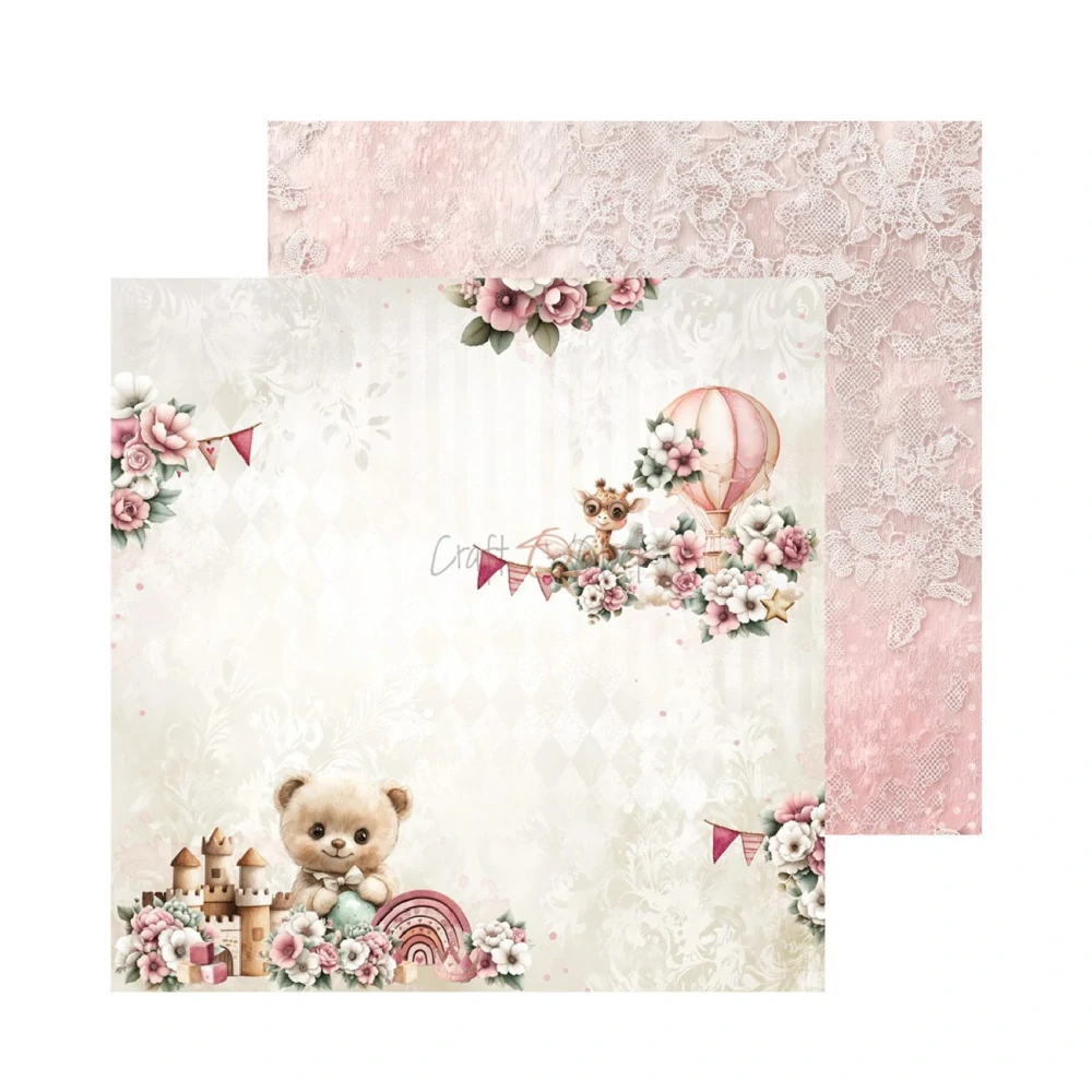 Craft O´ Clock Scrapbook papier - Baby Girl Universe 8x8 Mix
