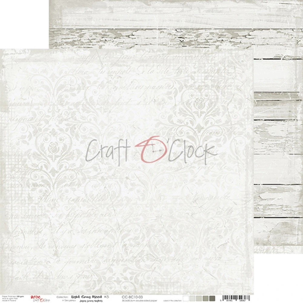 Craft O´ Clock Scrapbook papier - Light Gray Mood 12x12