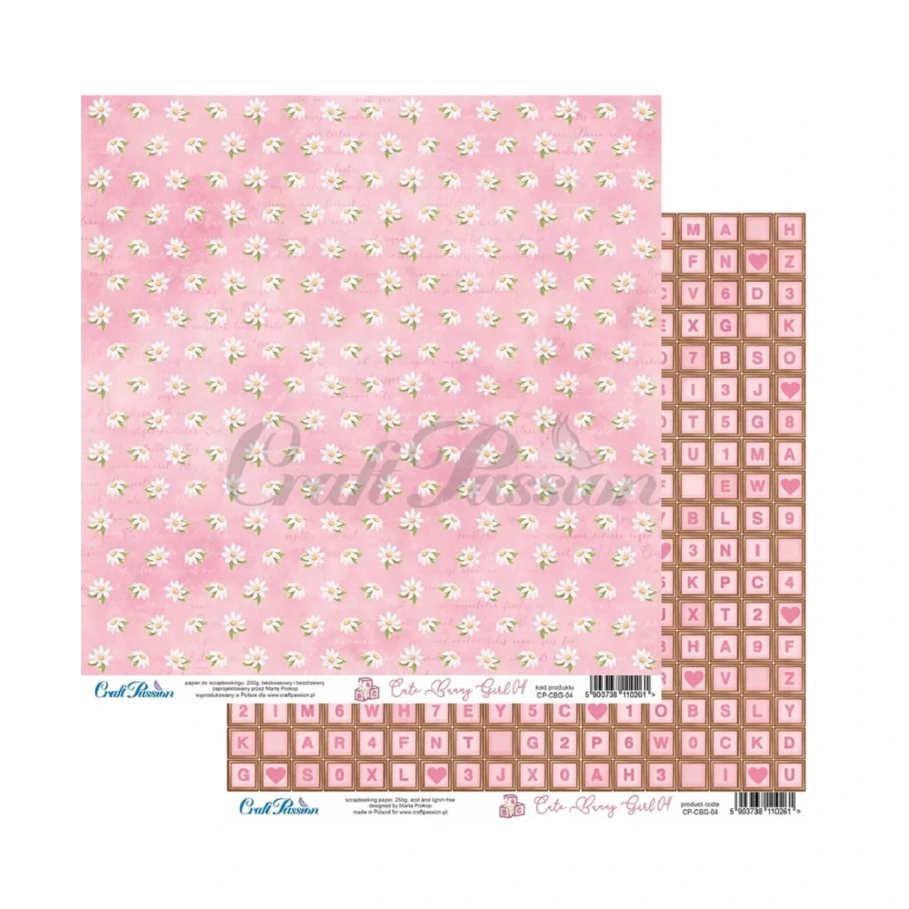 Craft Passion Scrapbook papier Cute Bunny Girl 12x12