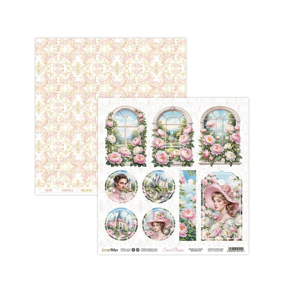 Scrapboys Scrapbook papier Sweet Peonies 12x12