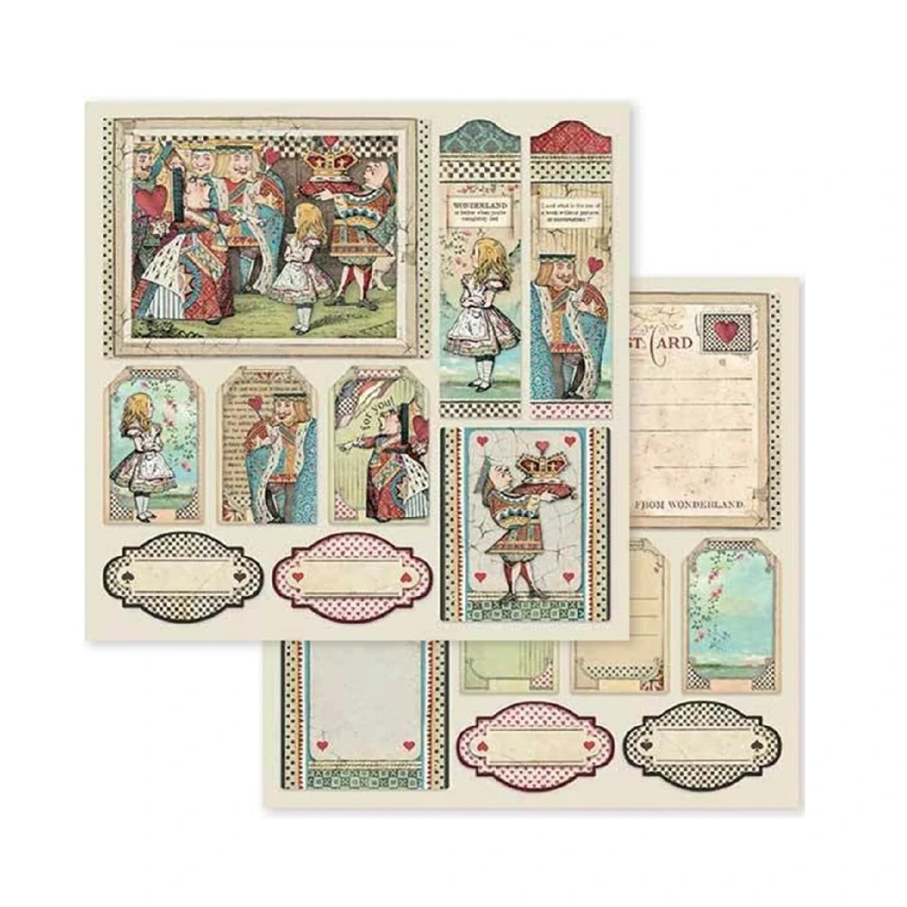 Stamperia Alice in Wonderland scrapbook papier 8x8
