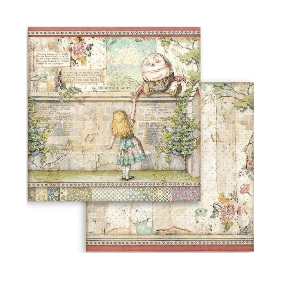 Stamperia Alice Trough the Looking Glass scrapbook papier 8x8