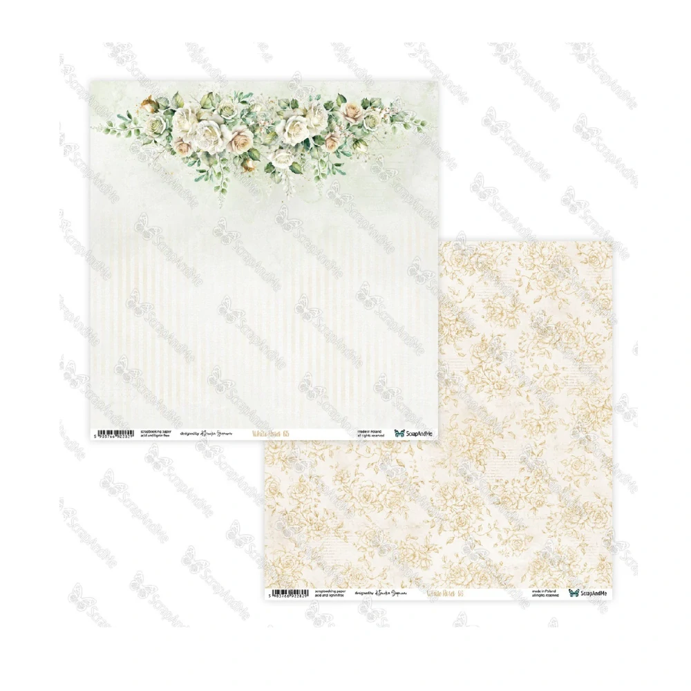 ScrapAndMe Scrapbook papier White Roses 12x12