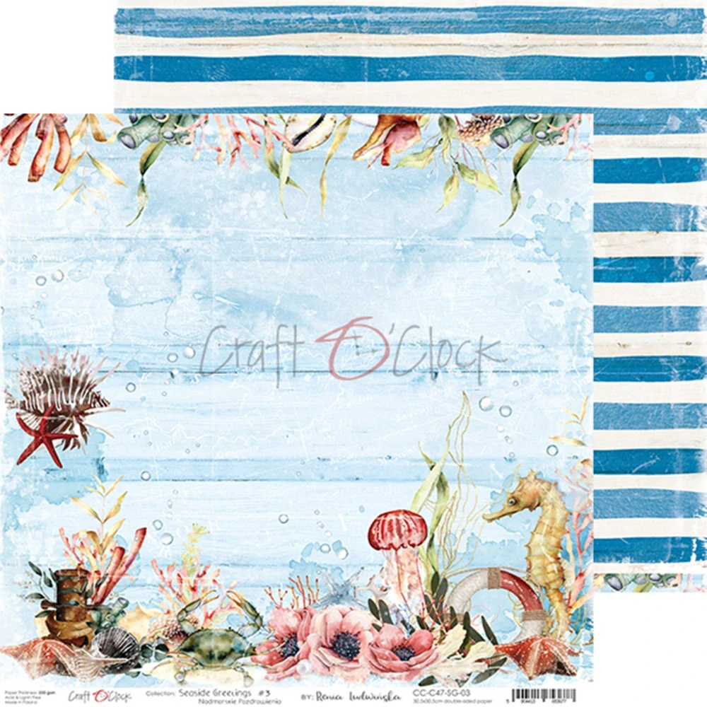 Craft O´ Clock Scrapbook papier - Seaside Greetings 8x8