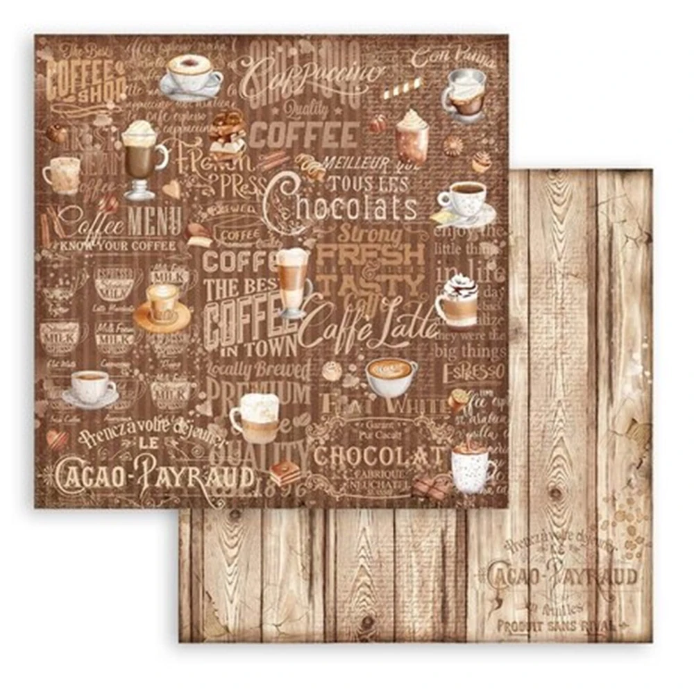 Stamperia Scrapbook papier – Coffee and Chocolate Backgrounds 8x8