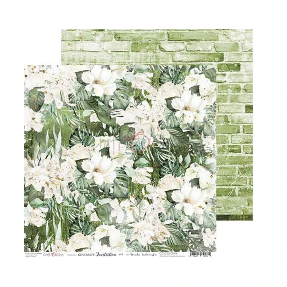 Craft O´ Clock Scrapbook papier - Greenery Invitation  6x6