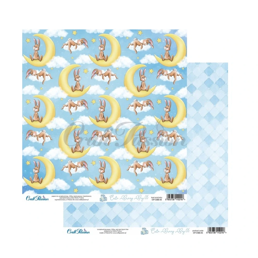 Craft Passion Scrapbook papier Cute Bunny Boy 12x12