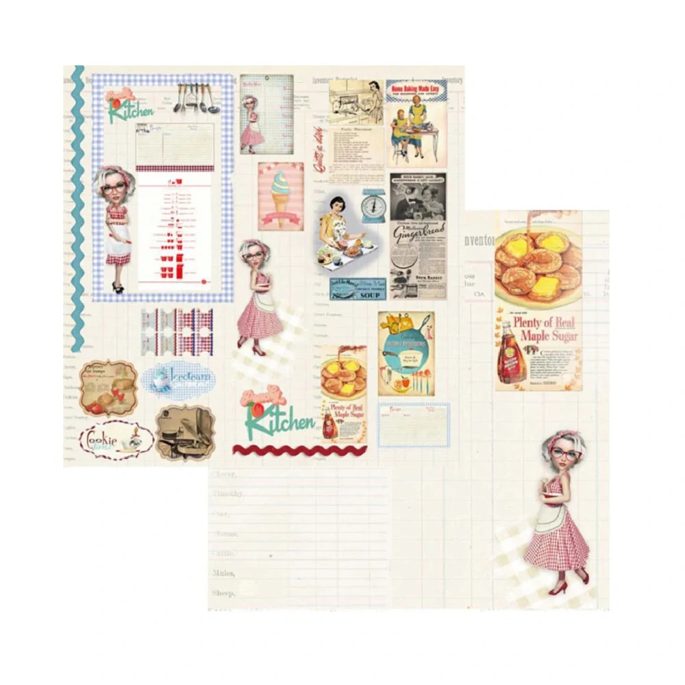 Memory Place Scrapbook papier Vintage Recipes 6x6