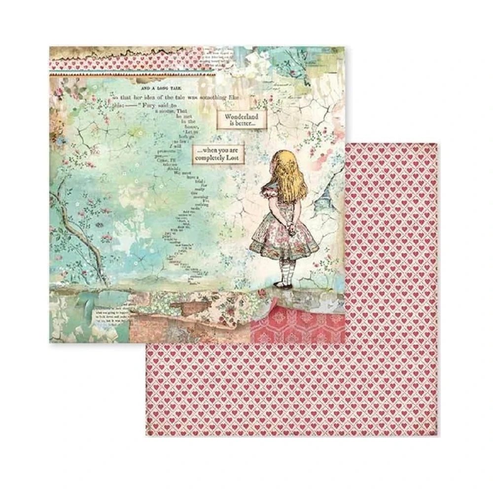 Stamperia Alice in Wonderland scrapbook papier 8x8