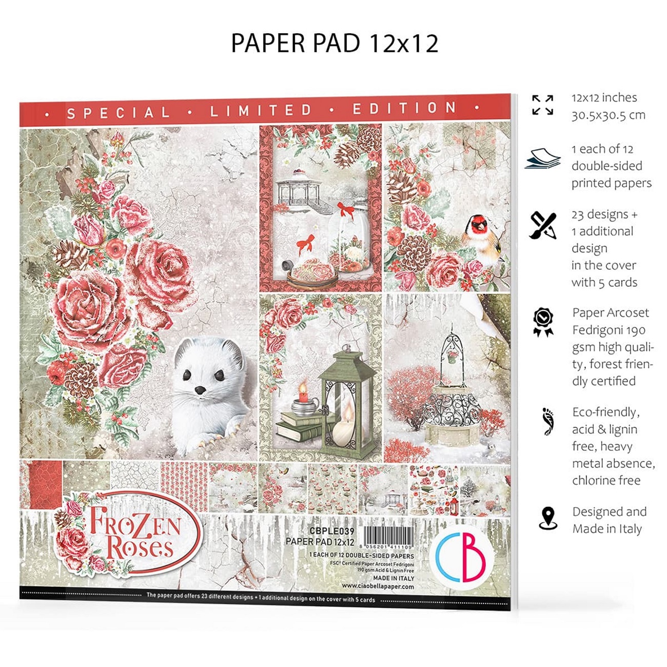 Ciao Bella Scrapbook papier Frozen Roses 12x12