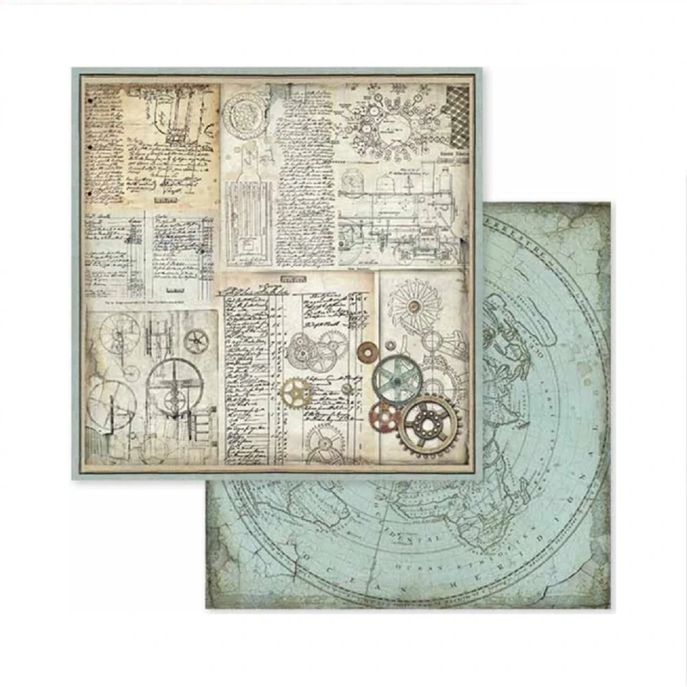 Stamperia Scrapbook papier – Voyages Fantastiques 8x8