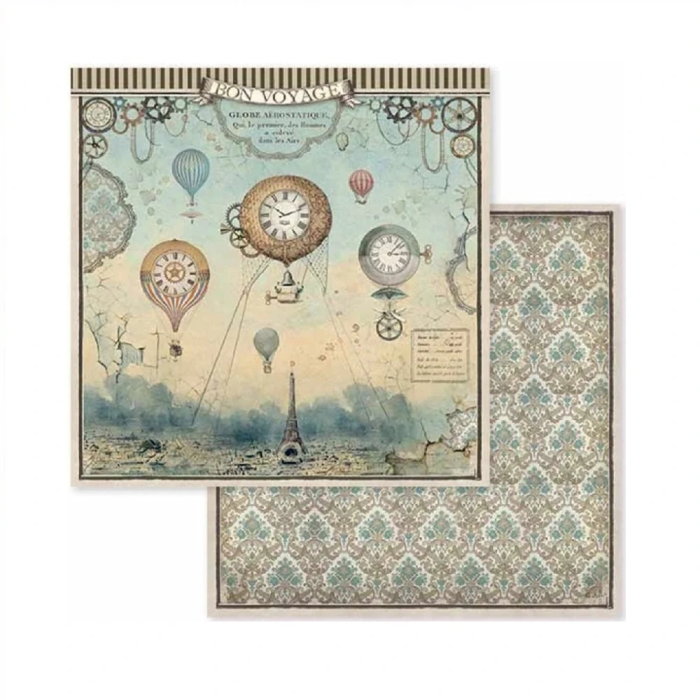 Stamperia Scrapbook papier – Voyages Fantastiques 8x8